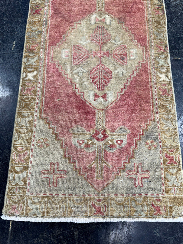 Turkish Mini Rug Oriental Hand Knotted Vintage Rug  1'6'' x  3' #12229