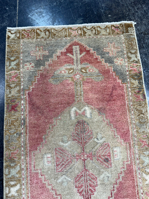 Turkish Mini Rug Oriental Hand Knotted Vintage Rug  1'6'' x  3' #12229