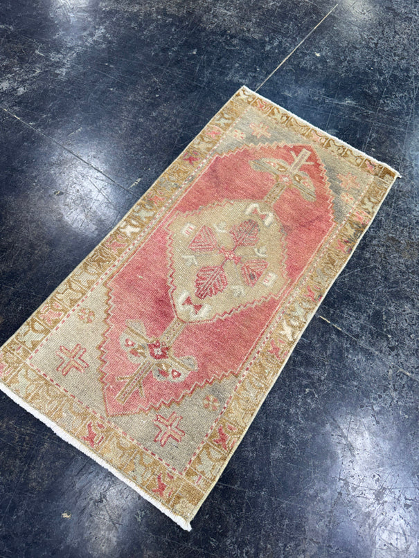Turkish Mini Rug Oriental Hand Knotted Vintage Rug  1'6'' x  3' #12229