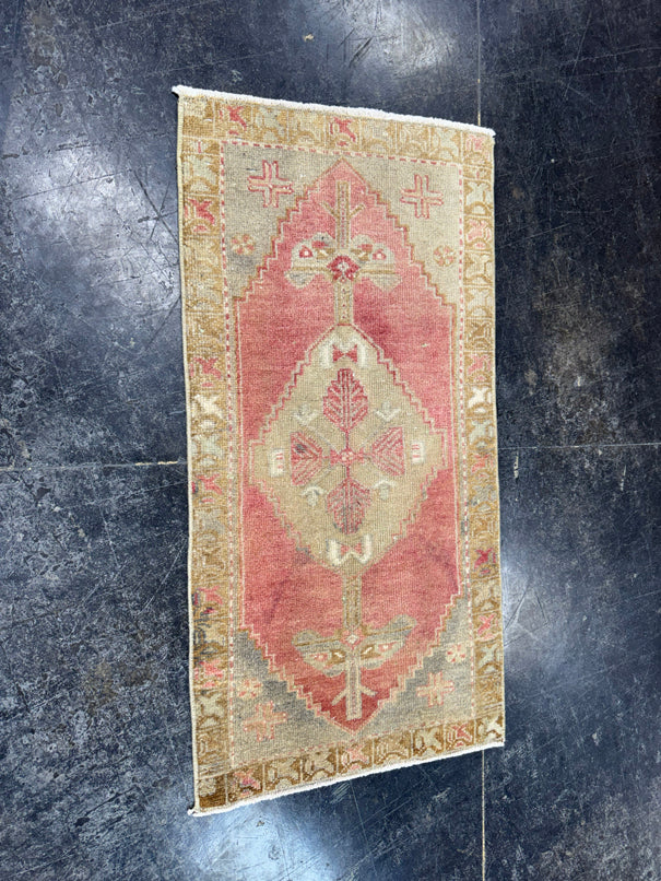 Turkish Mini Rug Oriental Hand Knotted Vintage Rug  1'6'' x  3' #12229