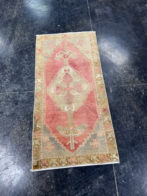Turkish Mini Rug Oriental Hand Knotted Vintage Rug  1'6'' x  3' #12229