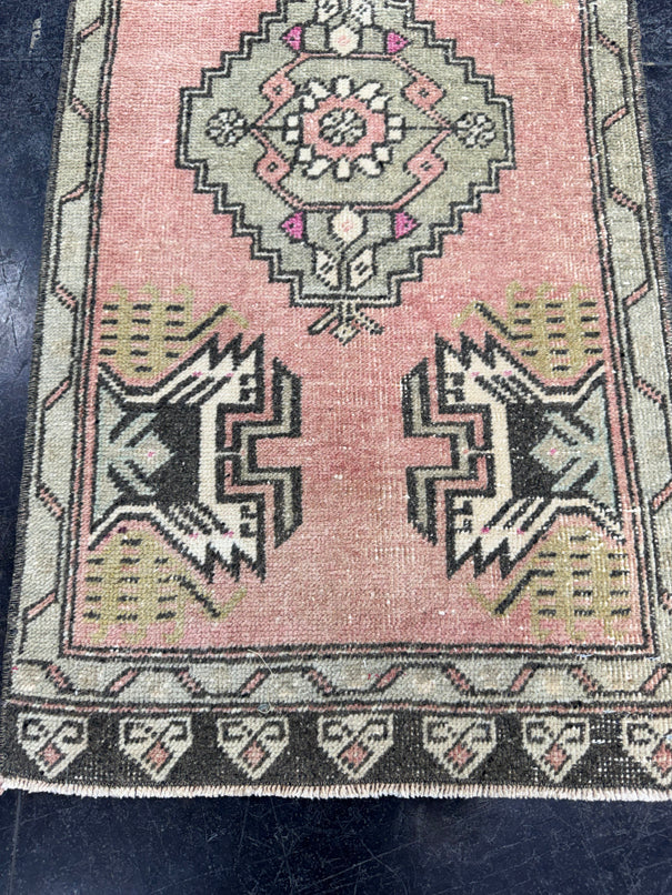 Turkish Mini Rug Oriental Hand Knotted Vintage Rug  1'8'' x  3'4'' #12228