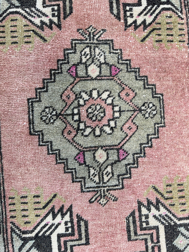 Turkish Mini Rug Oriental Hand Knotted Vintage Rug  1'8'' x  3'4'' #12228