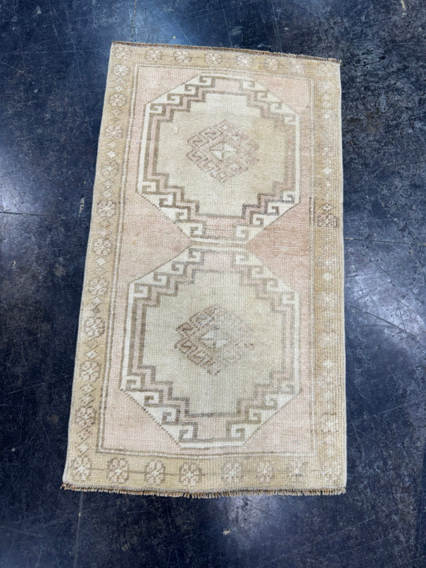 Turkish Mini Rug Oriental Hand Knotted Vintage Rug  1'8'' x  3' #12227