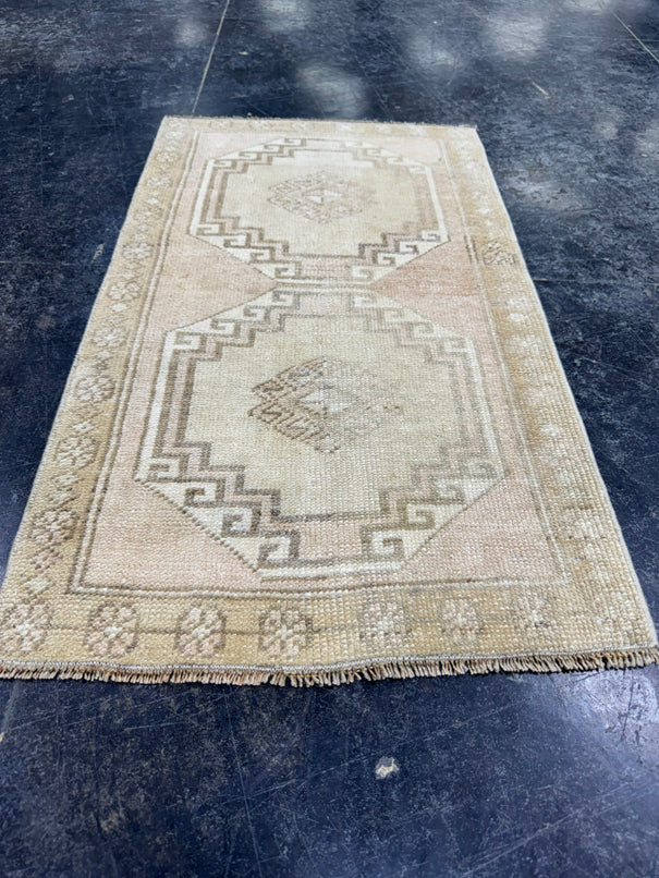 Turkish Mini Rug Oriental Hand Knotted Vintage Rug  1'8'' x  3' #12227