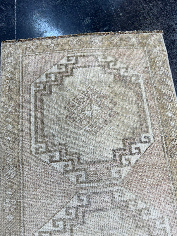 Turkish Mini Rug Oriental Hand Knotted Vintage Rug  1'8'' x  3' #12227