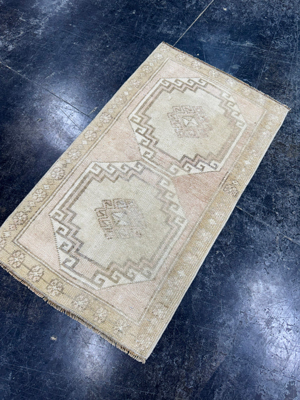 Turkish Mini Rug Oriental Hand Knotted Vintage Rug  1'8'' x  3' #12227