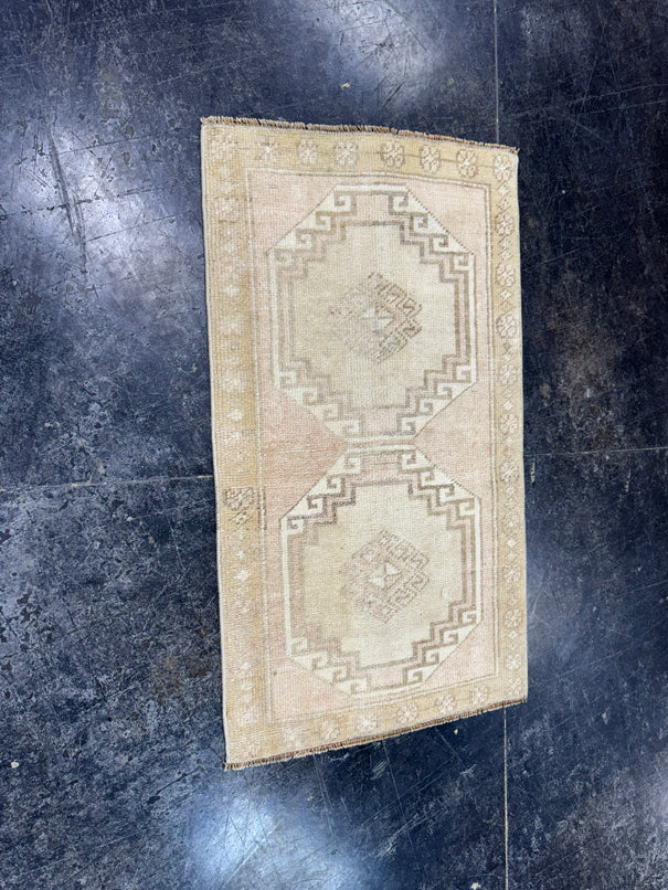 Turkish Mini Rug Oriental Hand Knotted Vintage Rug  1'8'' x  3' #12227