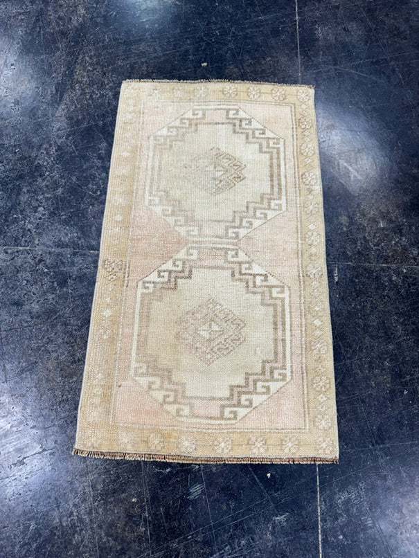 Turkish Mini Rug Oriental Hand Knotted Vintage Rug  1'8'' x  3' #12227