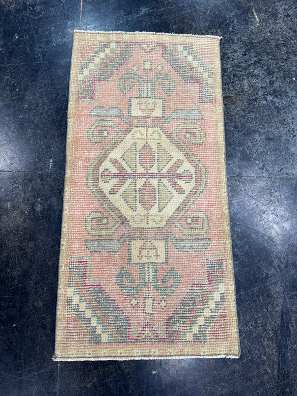 Turkish Mini Rug Oriental Hand Knotted Vintage Rug  1'8'' x  3'4'' #12226