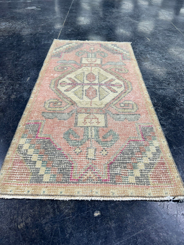 Turkish Mini Rug Oriental Hand Knotted Vintage Rug  1'8'' x  3'4'' #12226