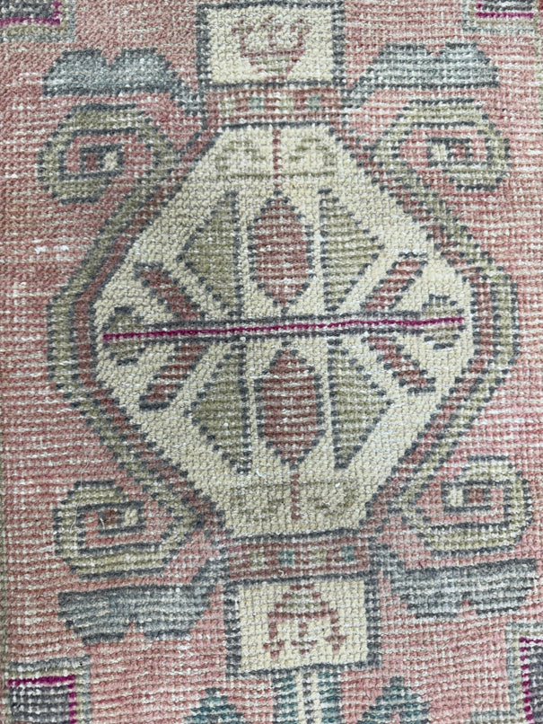 Turkish Mini Rug Oriental Hand Knotted Vintage Rug  1'8'' x  3'4'' #12226