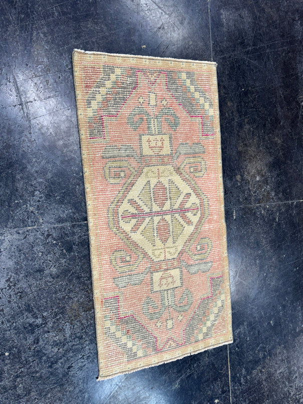 Turkish Mini Rug Oriental Hand Knotted Vintage Rug  1'8'' x  3'4'' #12226