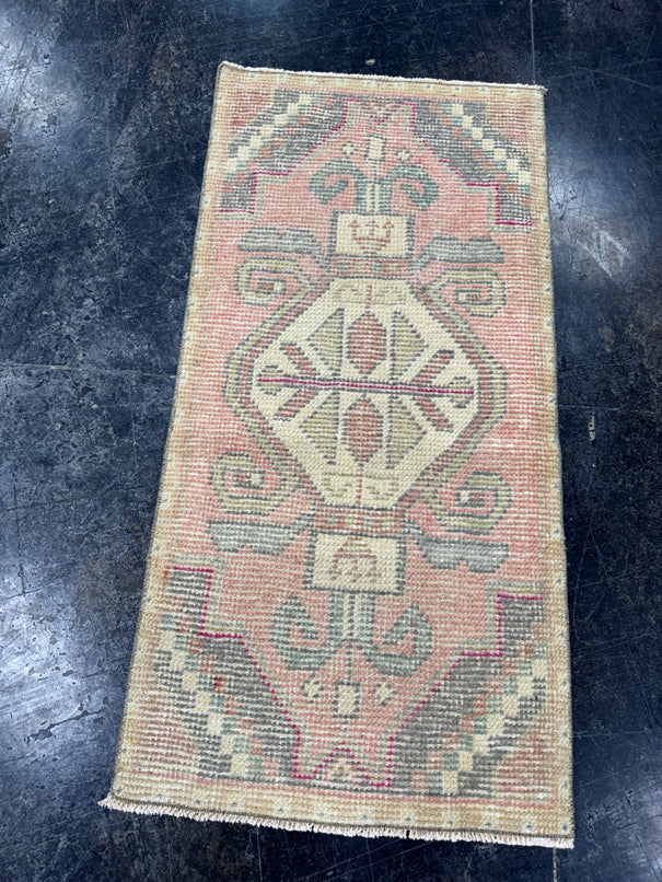 Turkish Mini Rug Oriental Hand Knotted Vintage Rug  1'8'' x  3'4'' #12226