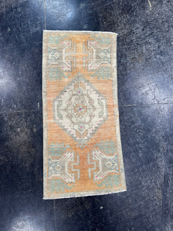 Turkish Mini Rug Oriental Hand Knotted Vintage Rug  1'5'' x  3' #12224