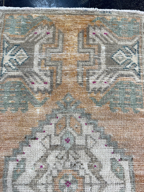 Turkish Mini Rug Oriental Hand Knotted Vintage Rug  1'5'' x  3' #12224