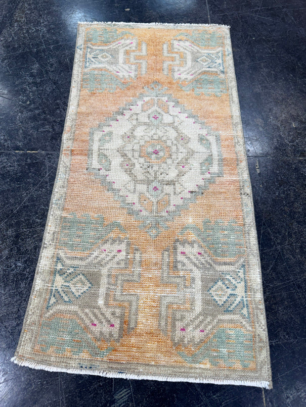 Turkish Mini Rug Oriental Hand Knotted Vintage Rug  1'5'' x  3' #12224