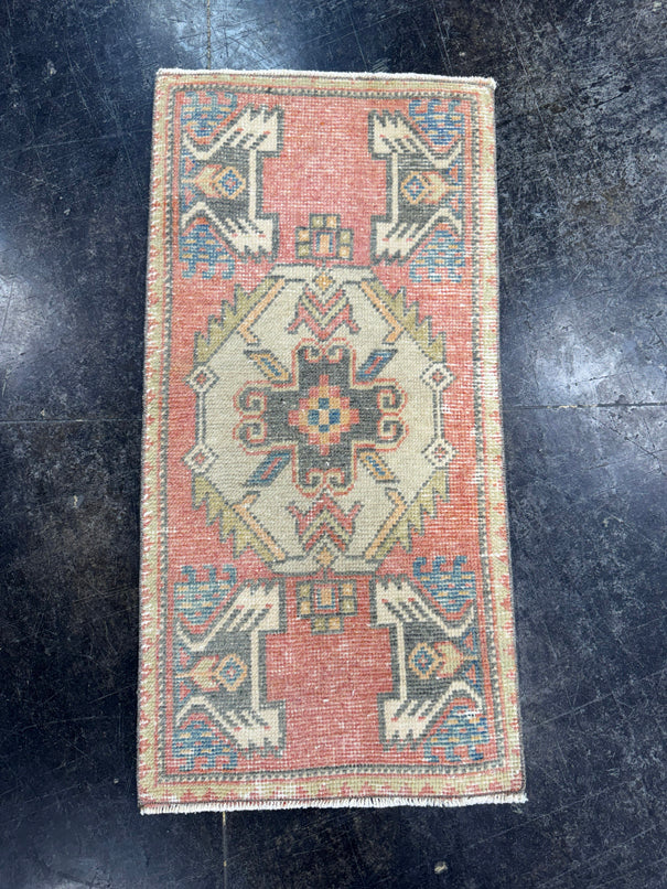 Turkish Mini Rug Oriental Hand Knotted Vintage Rug  1'6'' x  3' #12222