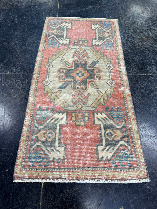 Turkish Mini Rug Oriental Hand Knotted Vintage Rug  1'6'' x  3' #12222