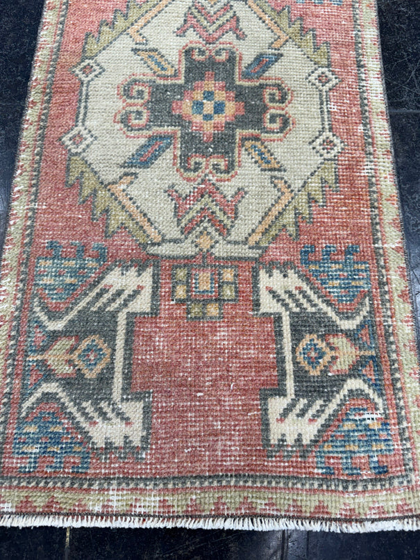 Turkish Mini Rug Oriental Hand Knotted Vintage Rug  1'6'' x  3' #12222