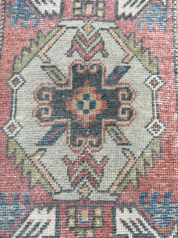 Turkish Mini Rug Oriental Hand Knotted Vintage Rug  1'6'' x  3' #12222