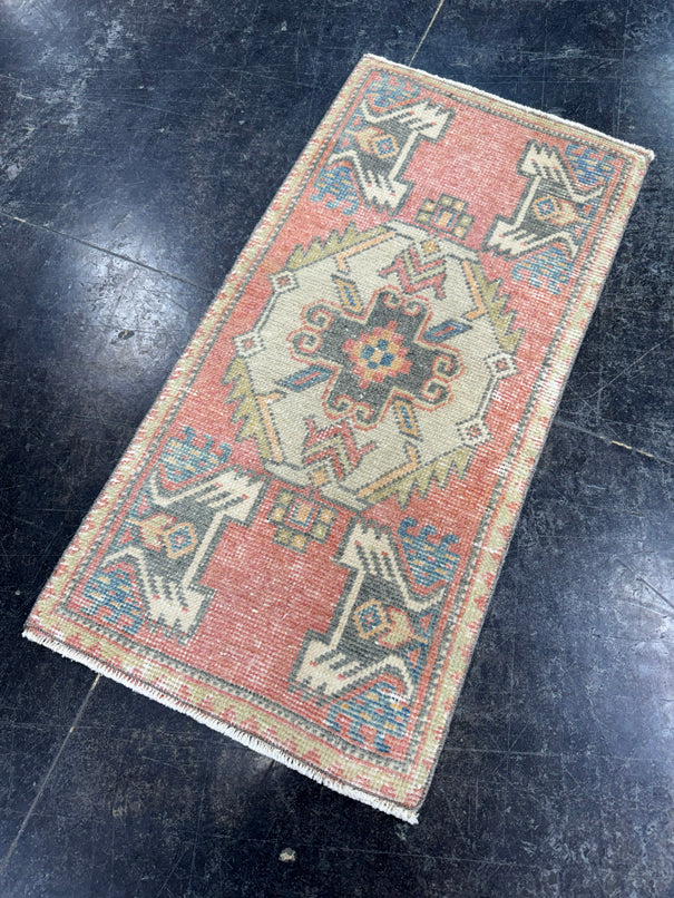 Turkish Mini Rug Oriental Hand Knotted Vintage Rug  1'6'' x  3' #12222