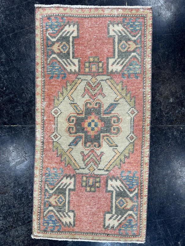Turkish Mini Rug Oriental Hand Knotted Vintage Rug  1'6'' x  3' #12222