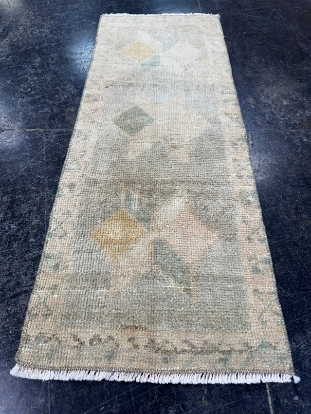 Turkish Mini Rug Oriental Hand Knotted Vintage Rug  1'4'' x  3'4'' #12223
