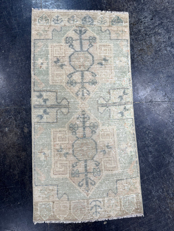 Turkish Mini Rug Oriental Hand Knotted Vintage Rug  1'7'' x  3'3'' #12220