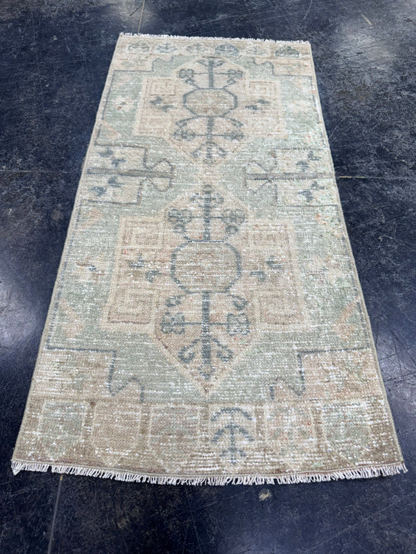 Turkish Mini Rug Oriental Hand Knotted Vintage Rug  1'7'' x  3'3'' #12220