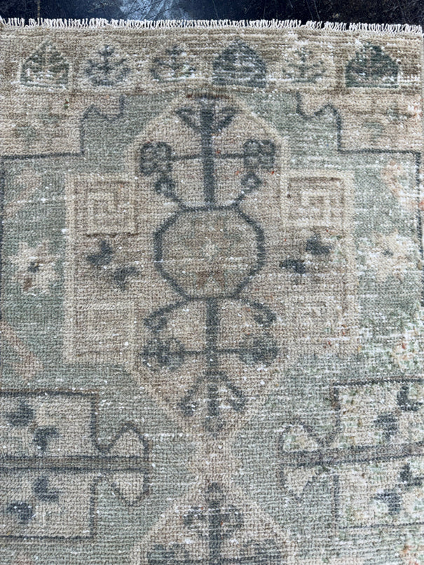 Turkish Mini Rug Oriental Hand Knotted Vintage Rug  1'7'' x  3'3'' #12220