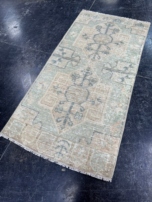 Turkish Mini Rug Oriental Hand Knotted Vintage Rug  1'7'' x  3'3'' #12220
