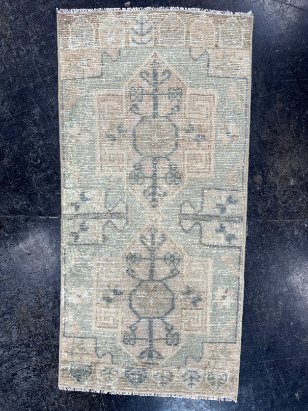 Turkish Mini Rug Oriental Hand Knotted Vintage Rug  1'7'' x  3'3'' #12220