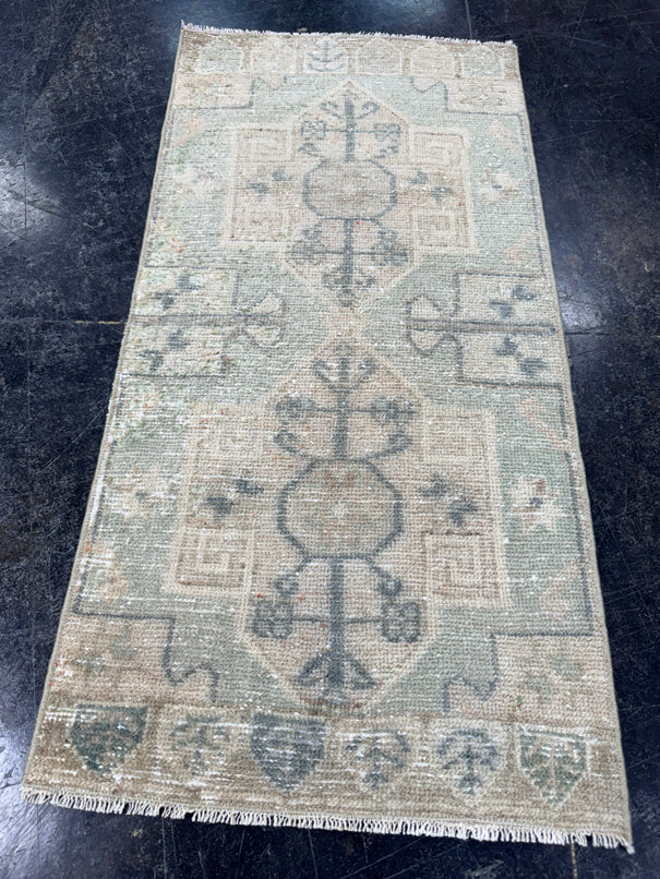 Turkish Mini Rug Oriental Hand Knotted Vintage Rug  1'7'' x  3'3'' #12220
