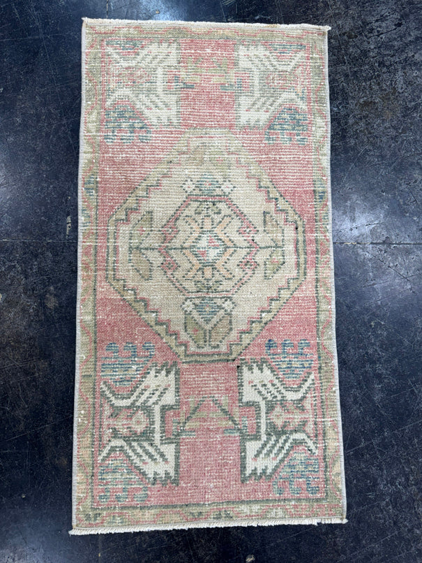 Turkish Mini Rug Oriental Hand Knotted Vintage Rug  1'6'' x  3' #12219