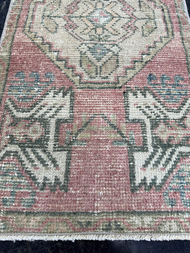 Turkish Mini Rug Oriental Hand Knotted Vintage Rug  1'6'' x  3' #12219
