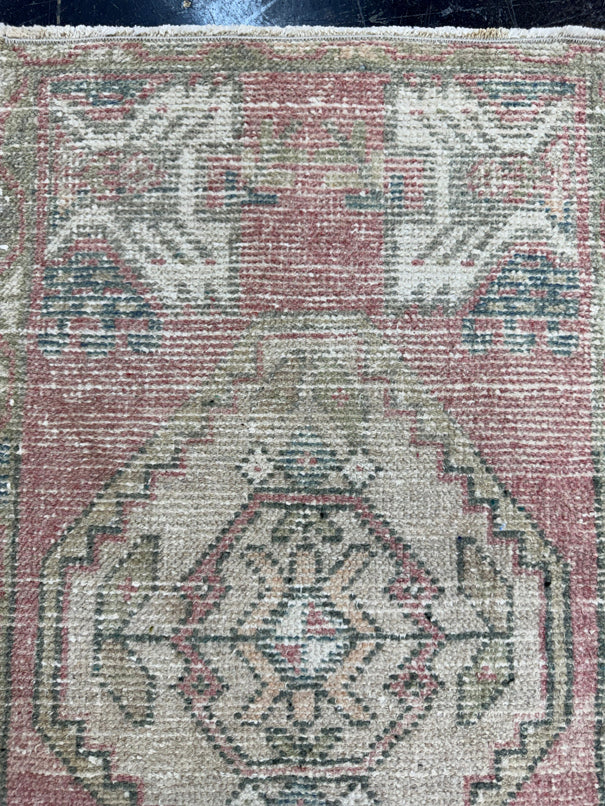 Turkish Mini Rug Oriental Hand Knotted Vintage Rug  1'6'' x  3' #12219
