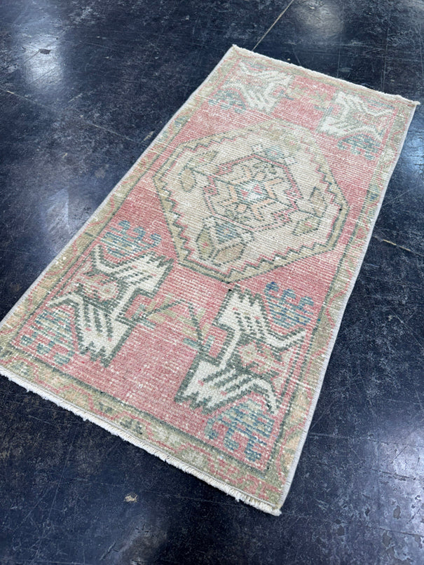 Turkish Mini Rug Oriental Hand Knotted Vintage Rug  1'6'' x  3' #12219