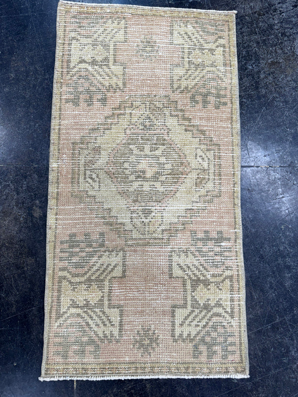 Turkish Mini Rug Oriental Hand Knotted Vintage Rug  1'6'' x  2'11'' #12218