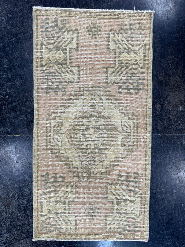 Turkish Mini Rug Oriental Hand Knotted Vintage Rug  1'6'' x  2'11'' #12218