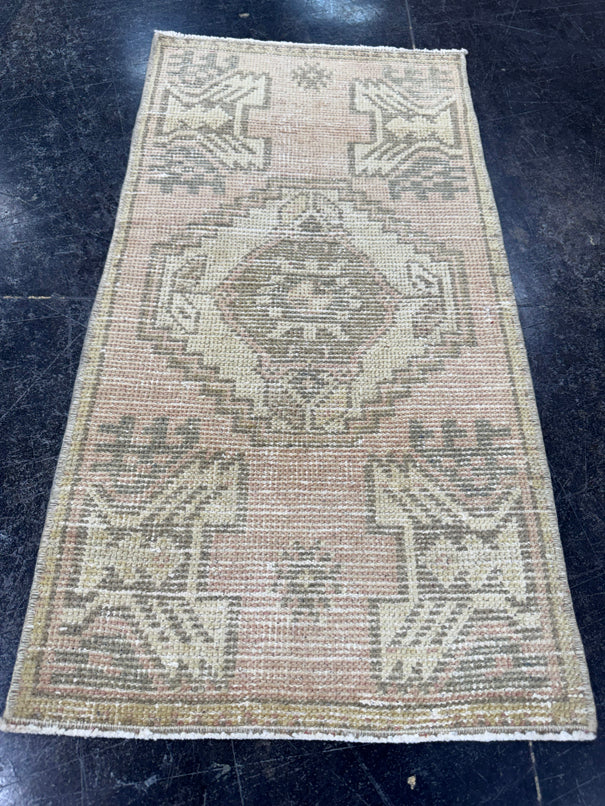 Turkish Mini Rug Oriental Hand Knotted Vintage Rug  1'6'' x  2'11'' #12218