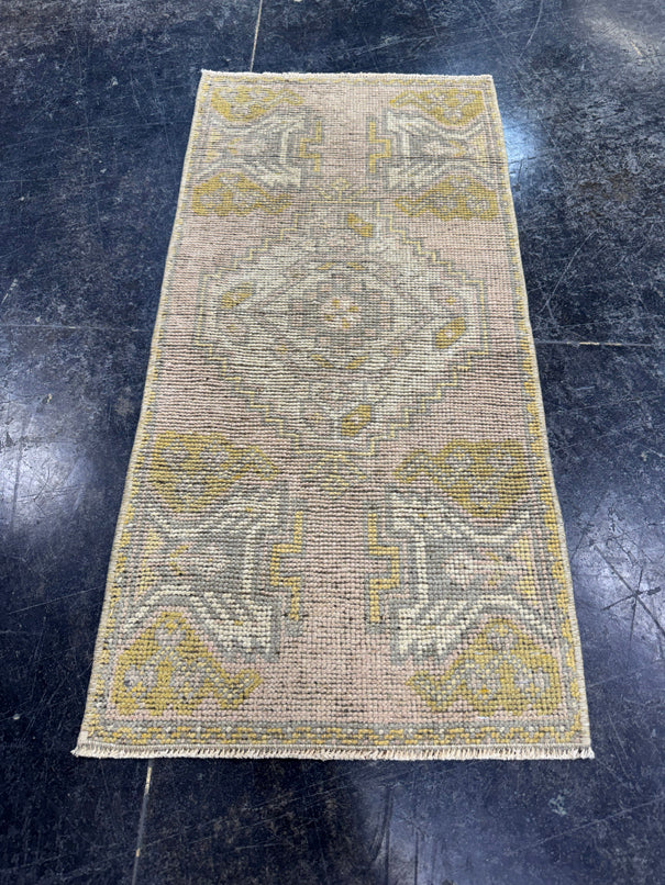 Turkish Mini Rug Oriental Hand Knotted Vintage Rug  1'6'' x  3'1'' #12217
