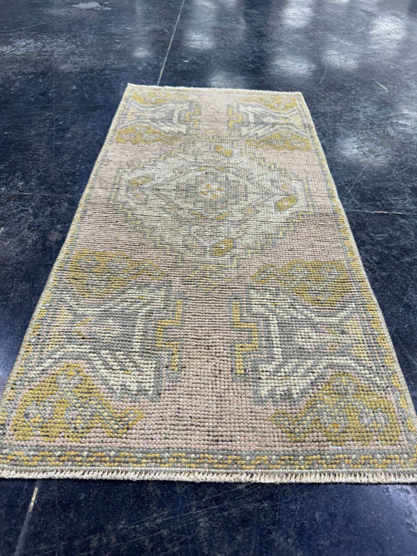 Turkish Mini Rug Oriental Hand Knotted Vintage Rug  1'6'' x  3'1'' #12217