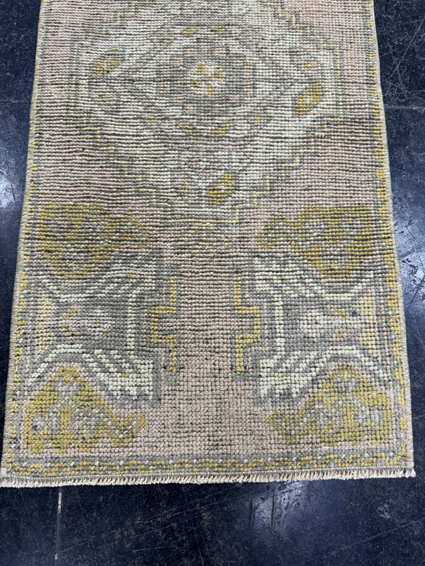Turkish Mini Rug Oriental Hand Knotted Vintage Rug  1'6'' x  3'1'' #12217