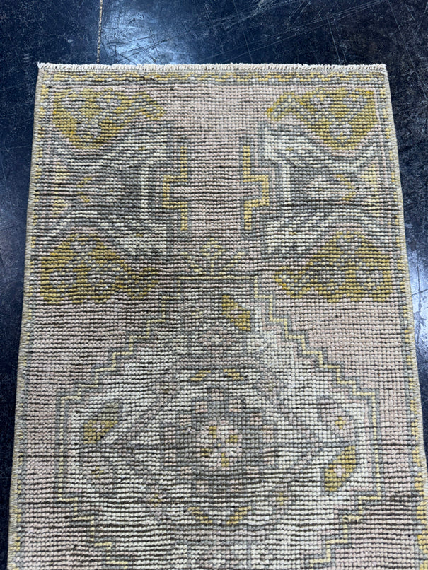 Turkish Mini Rug Oriental Hand Knotted Vintage Rug  1'6'' x  3'1'' #12217