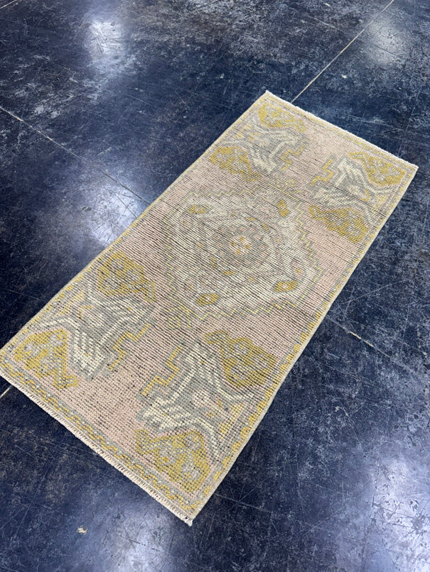 Turkish Mini Rug Oriental Hand Knotted Vintage Rug  1'6'' x  3'1'' #12217