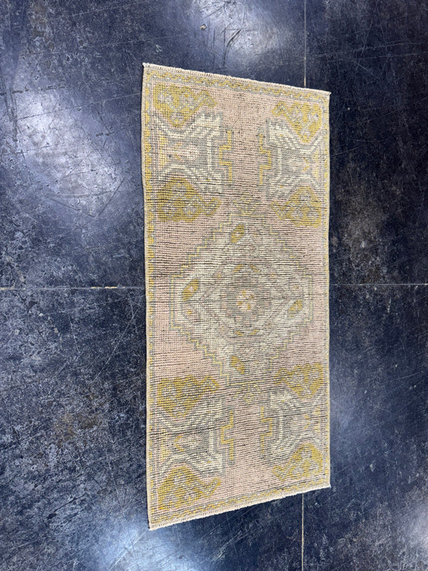 Turkish Mini Rug Oriental Hand Knotted Vintage Rug  1'6'' x  3'1'' #12217