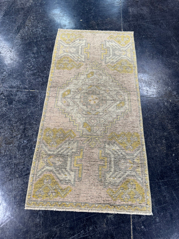 Turkish Mini Rug Oriental Hand Knotted Vintage Rug  1'6'' x  3'1'' #12217