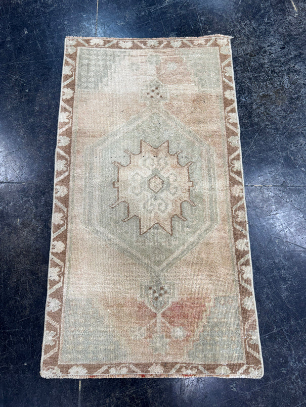 Turkish Mini Rug Oriental Hand Knotted Vintage Rug  1'8'' x  3' #12215