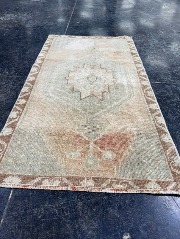 Turkish Mini Rug Oriental Hand Knotted Vintage Rug  1'8'' x  3' #12215
